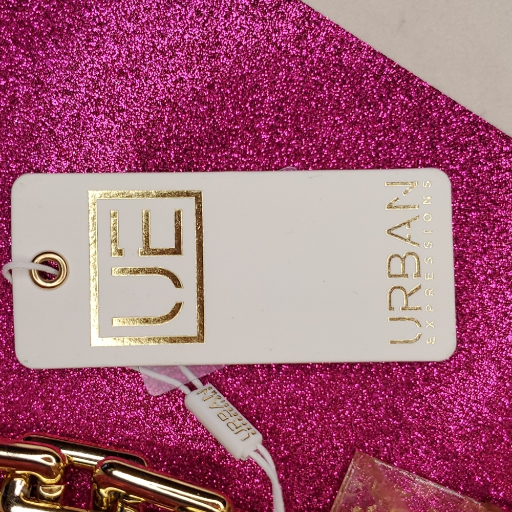 🎉HP🎉Urban Expressions 💜NWT💜 Acrylic Gold Foil Box Bag & Gold Chain Handle! - Picture 11 of 15